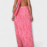 Seraphina - Elegantno Maxi Oblačilo s Halter Ovratnikom in V-izrezom