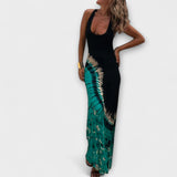 Livia - Maxi obleka z zvezdnim motivom in batik vzorcem