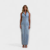 Lacey - Maxi Denim Dress with Subtle Wash