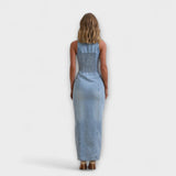 Lacey - Maxi Denim Dress with Subtle Wash
