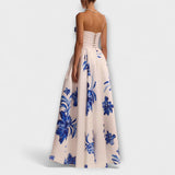 Rosalie - Elegantna cvetlična maxi obleka z off-shoulder dizajnom