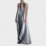 Calliope - Metalne plisirane maxi obleka