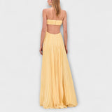 Mireille - Elegantne Maxi Obleke z Pliseji in Izrezki