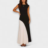 Isabel - Monochrome Dress with Color Block Waist