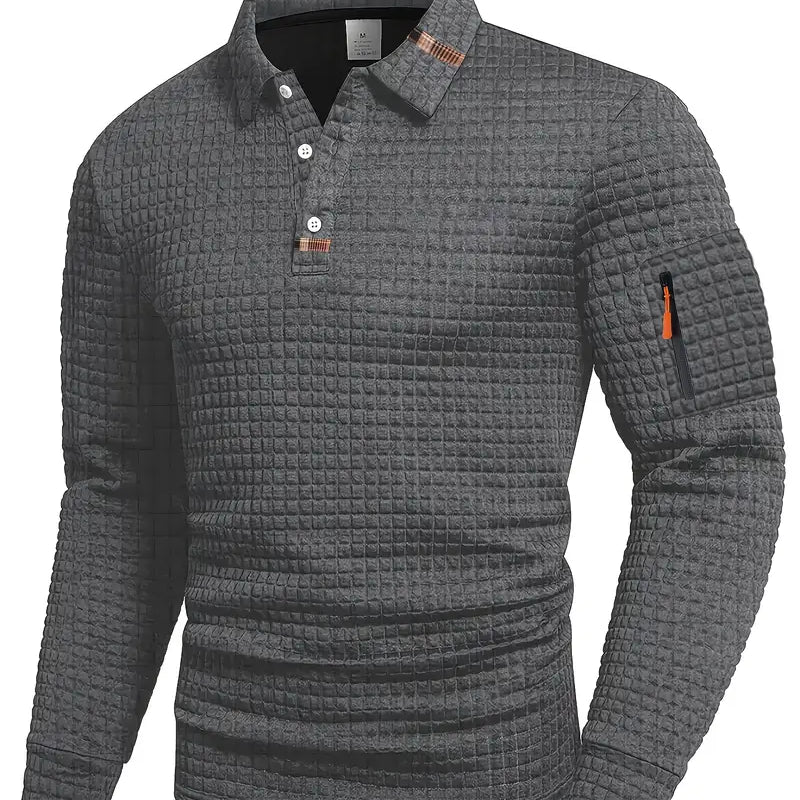 Efraim - Polo srajca iz strukturiranega materiala z žepi na rokavih