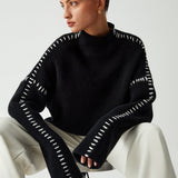 Alma | Oversize-Dolcevita pulover s Piqué detajli