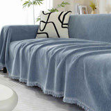 Luksuzni chenille herringbone plašč z elegantnimi resicami