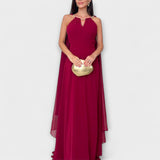 Mabel - Elegantna maxi obleka s plaščem in visokim razporkom