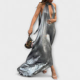Calliope - Metalne plisirane maxi obleka