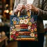 Artisan Torba - Cvetlični Motiv in Knjige